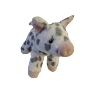 Aurora White and Gray Spotted Piglet Pig Plush 7"